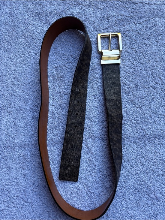 Michael Kors Other - Michael Kors Black Brown Leather Belt with Golden Buckle. 45 Inch